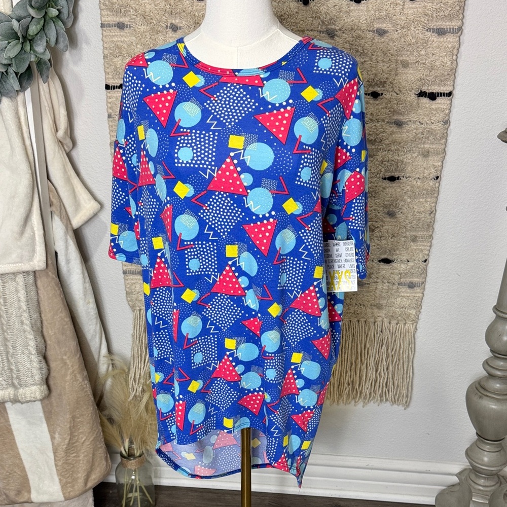 NWT lularoe Irma Colorful Geometric 90s Women's tunic size xxs
